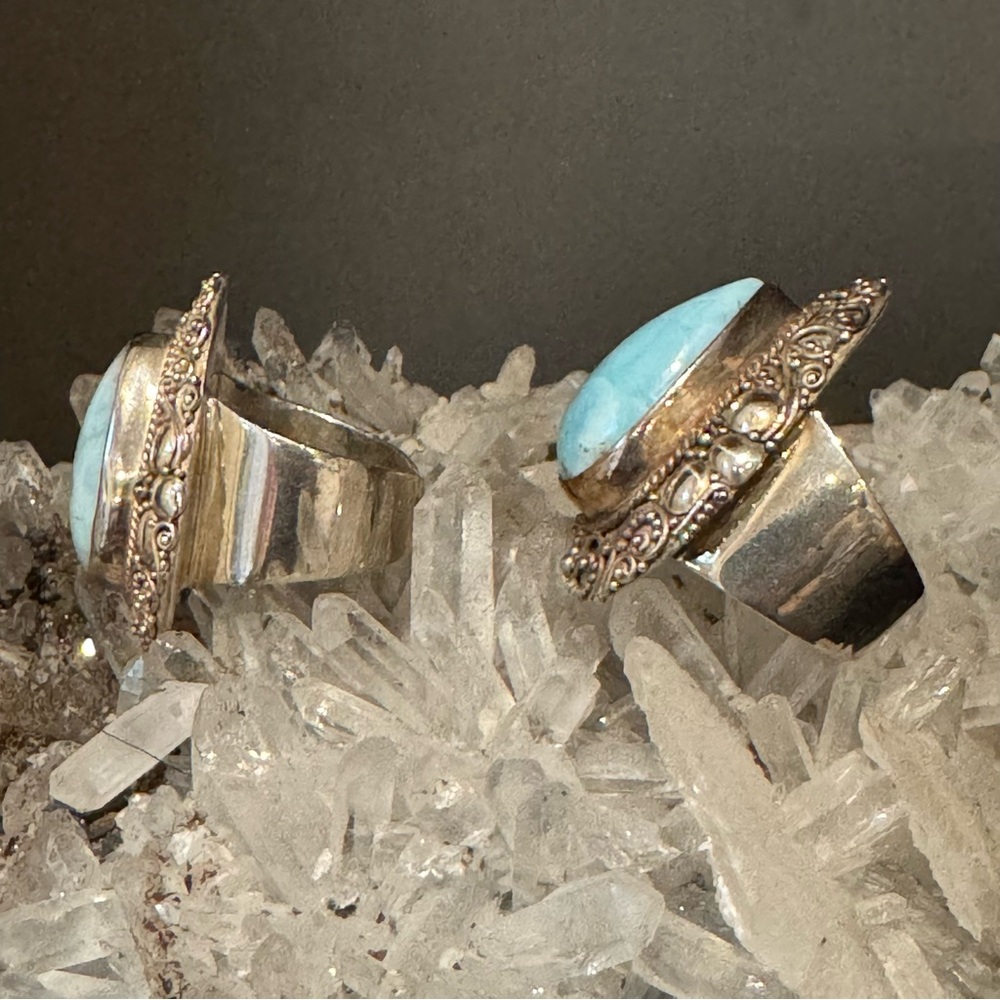 Larimar, Teardrop, Adjustable Ring - image 4